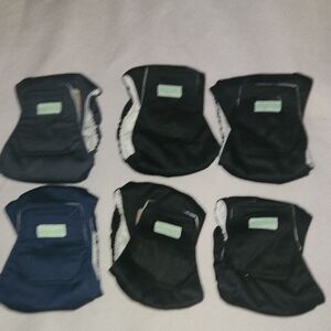 Set of Six Black and Navy Cloth Doggy Wrap Band Diapers